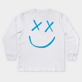 Blue Smiley Kids Long Sleeve T-Shirt